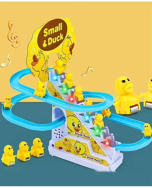 YAMAMA Musical Duck Track Slide and Climb Stairs Toys with 3 Duck